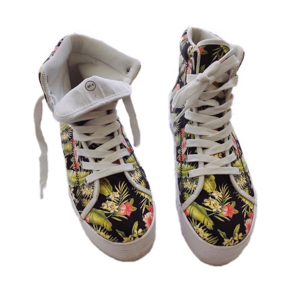 Jeffrey Campbell Shoes - JC Play Black Floral HOMG Sneakers
